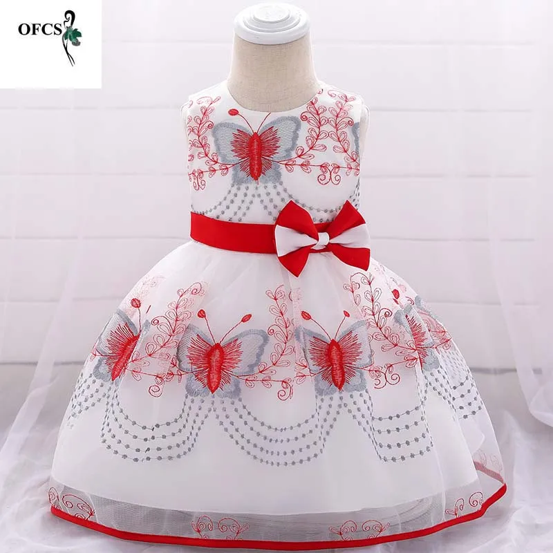 Платье с вышитыми бабочками для девочек праздничные платья для малышей на день сто детская одежда милое кружевное платье для девочек от 9 месяцев до 24 месяцев 6 цветов