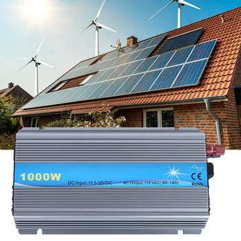 

1000W Grid Tie Inverter Stackable MPPT Pure Sine DC 10.5-30V Solar Input AC 110V Output For 12V Solar Panel Equipment