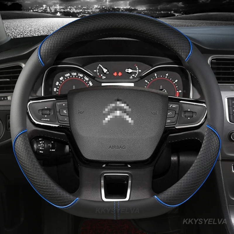 Cuoio Dell'Unità Di Elaborazione D Forma 38Cm Copertura Del Volante Dell'Automobile Per Citroen C3-Xr C4 Sega C4L Elysee Ds3 Ds4 Ds5 Cubre Volante Acc