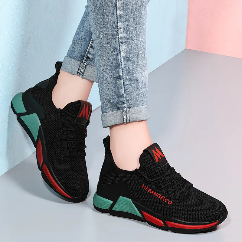 

Neb angel Dad Shoes Women's 2019 Autumn New Style Thick Bottomed Fly Woven Athletic Shoes INS chao wang Red Breathable WOMEN'S S