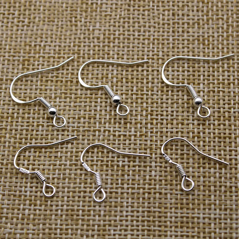 Lots DIY 50Pcs Jewelry Making Findings 925 Sterling Silver Earring Hook Ear Wire 