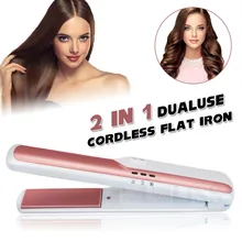 

Portable Wireless Hair Curler and Strainghtener Flat Iron Hair Wand Curling Iron Styler Tools Cordless Beard Hair Straightener