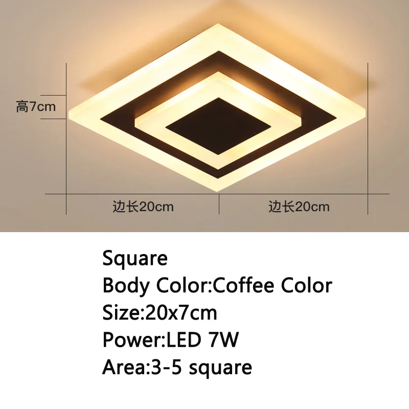 Новая акриловая квадратная лампа, люстры для гостиной, спальни, дома, AC85-265V, современная светодиодная люстра - Цвет абажура: Square Coffee
