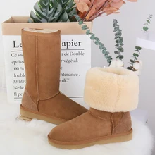 Aobreg – bottes hautes de neige en cuir et fourrure pour femme, chaussures en cuir naturel, nouvelle collection hiver 2022, 5815