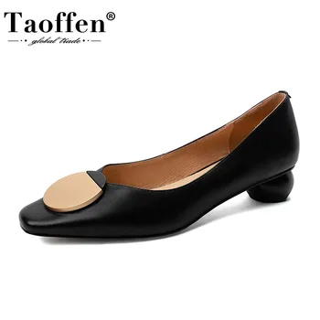 

Taoffen Slip On Women Pumps Fashion Sweet Color Shallow Shoes Women Daily Patchwork Square Toe Party Casual Footwear Size 33-43