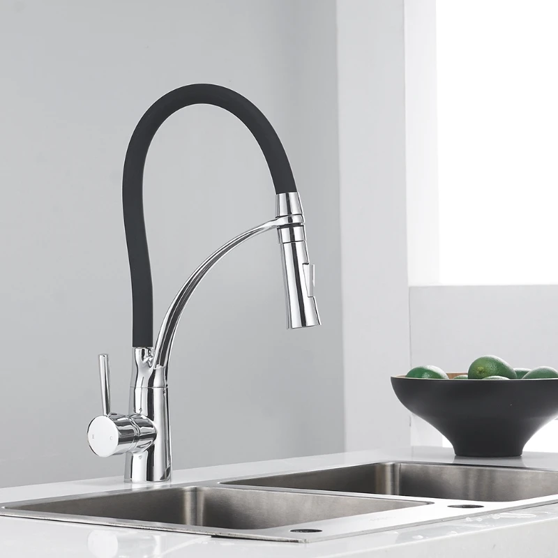 

Kitchen Sink Faucet Swivel Pull Down Spout Tap Deck Mounted Bathroom Water Mixer 634E