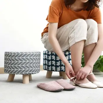 

3 Legs Cloth Solid Wood Stool Thicken Small Low Stool Household Adult Kids Living Room Change Shoe Bench Kids Furniture