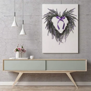 

Heart-Shaped Artificial Lavender Wreath,Wedding Party Front Door Hanging Decor for Christmas Valentines Day