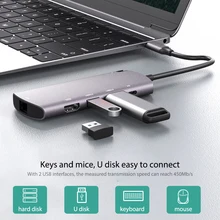 Aliexpress - 6 In 1 M.2 Hard Drive Disk Box Dual USB 3.0 Docking Station Metal External HDD Enclosure PD Fast Charge Type-C Hub
