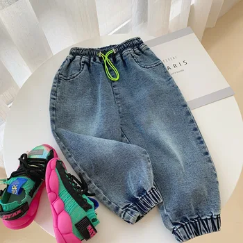 

WLG Autumn jeans baby boys girls denim blue thick jean kids fashion all match trousers