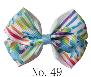 

100 BLESSING Girl 2.75" Diamond Rainbow Angel Hair Bow Clip Unicorn Clover Fruit