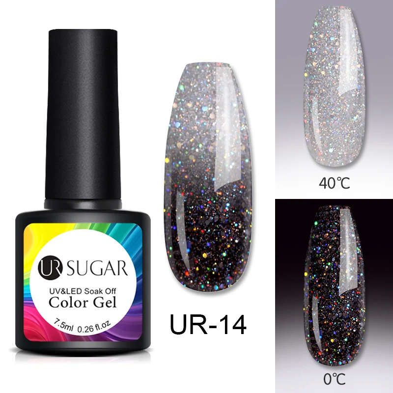 new14 Ur Sugar 7,5 мл термальный блеск замачиваемый УФ-гель голографический лак температура меняющий цвет Лак Гель-лак для ногтей Декор - Цвет: new14