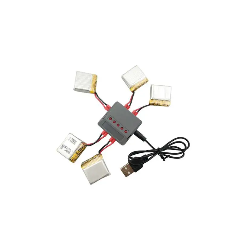 

HobbyLane 5PCS 3.7V 380mAH Lithium Battery with 5-in-1 Balanced Charger for SYMA X21 X21W Quadcopter Spare Parts Drone Battery
