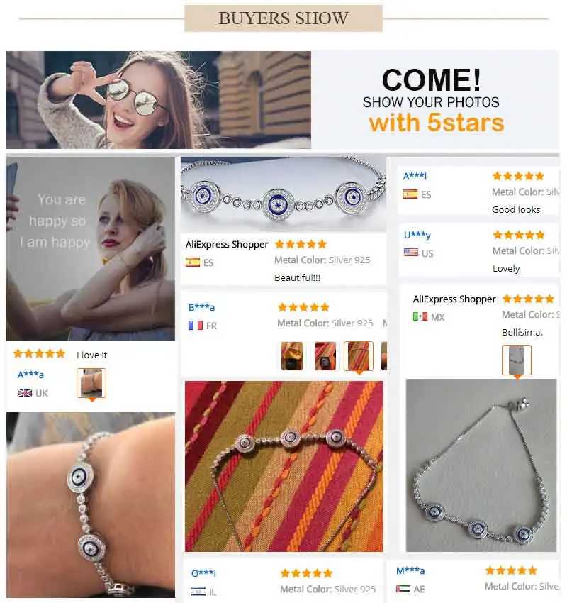 Women Evil Eye Lucky Hamsa Bracelet Genuine 925 Sterling Silver Men Luxury Round Blue Eyes CZ Crystal Tennis Bracelet KLTB014 - Image 2