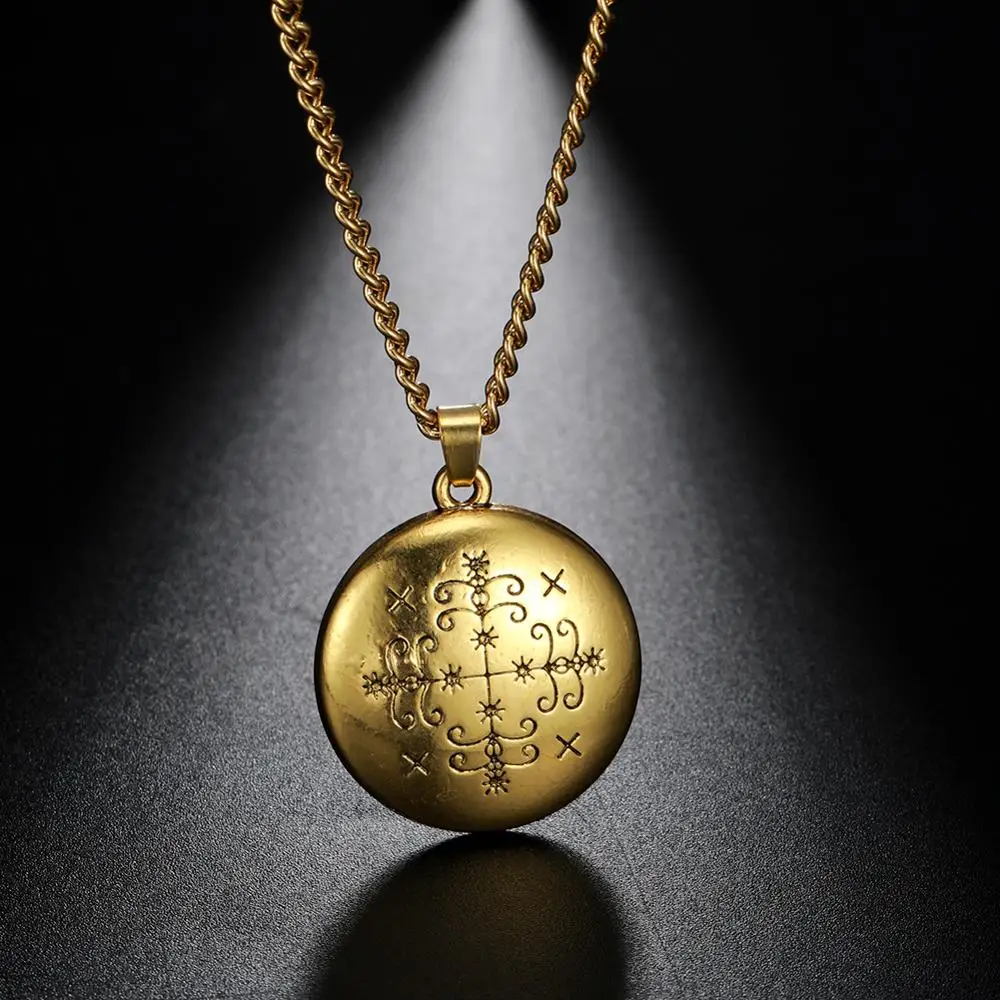 Fishhook Медное покрытие папа Легба Вуду Loa Veve кулон Lwa Death Jewelry Амулет ожерелье