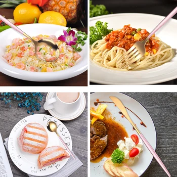 

24Pcs/Set Multi Purpose Gold Dinnerware Suit Knife Fork Spoon Kitchen Accessoties Tableware Stainless Steel Multicolors