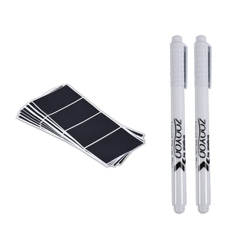 

24Pcs Vinyl Blackboard Sticker Label for Kitchen Canisters Cute Wall Sticker Rectangles B11 & 2Pcs Liquid Chalk Pen Marker for G