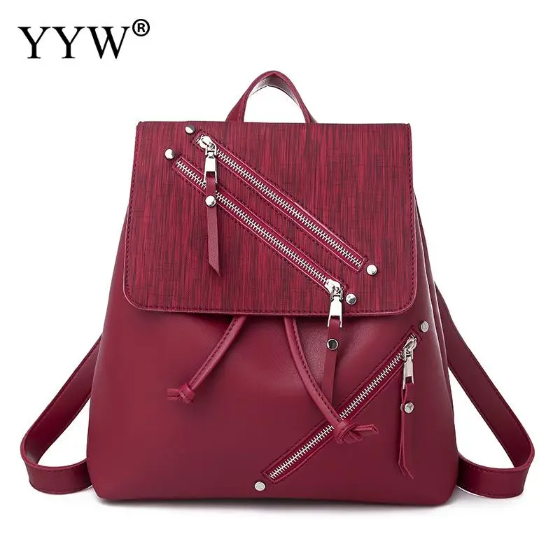 wine red color Модный рюкзак для женщин, рюкзак для отдыха на молнии, женский рюкзак, повседневные дорожные сумки для девочки-подростки школьного возраста, водонепроницаемый рюкзак - Цвет: wine red color