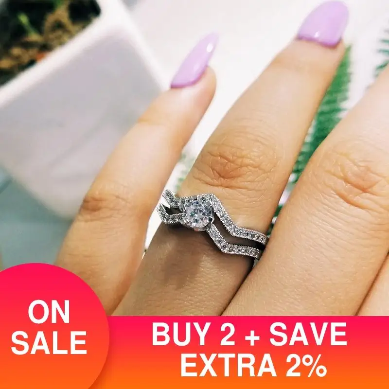 Комплект обручальных колец из серебра 925 пробы для женщин ювелирные изделия на