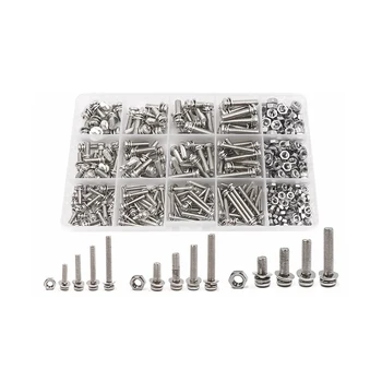 

360Pcs/box 304 Stainless Steel Hexagon Socket Head Cap Screws Socket Bicycle Hex Bolts Kit M3 M4 M5