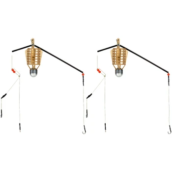 

2pcs 3 Hooks Fish Bait Feeder Basket Holder Fishing Lure Cage with Line Hooks Carp Fishing Accessories - 30g & 40g