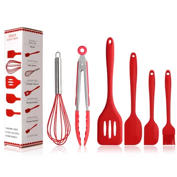 

6PCS/SET Heat Resistant Cooking Tools Sets Kitchenware Utensils Kit Kitchen Helpers Silicone Spatula Eggbeater Baking Gadgets