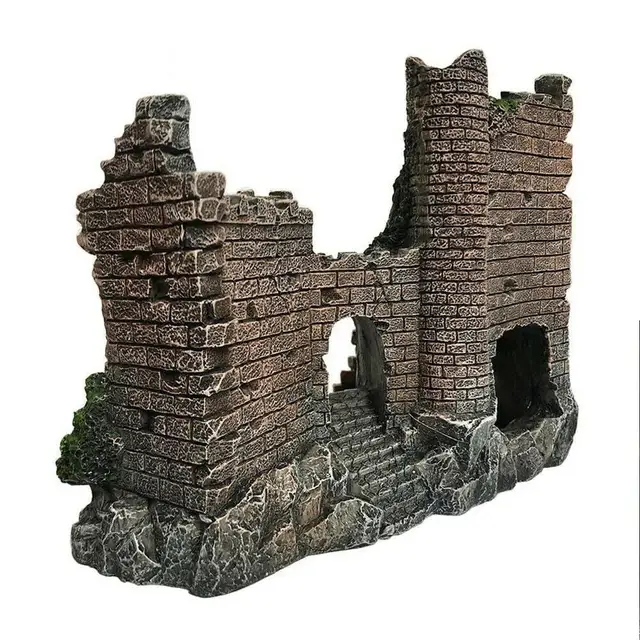 Aquarium Ancient Castle Decoration Resin Artificial Building Rocks Cave For Aquarium Fish TankS Landscaping Ornament Decor 3