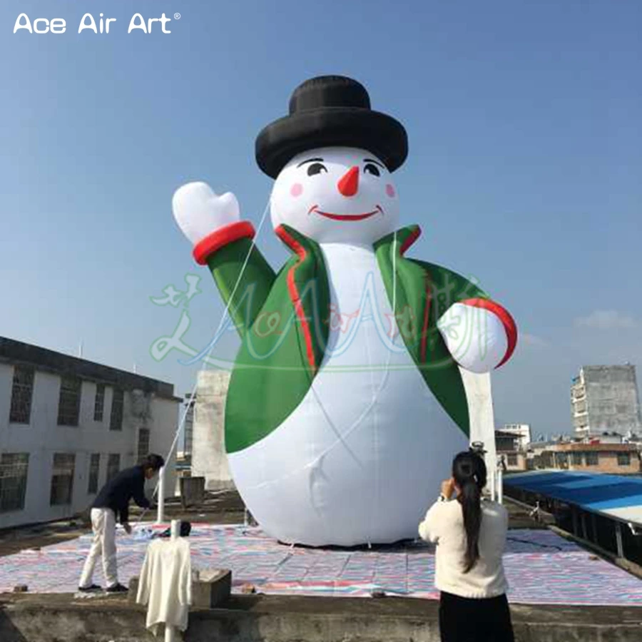 8 м H Рождественское украшение надувной снеговик модель, Гигантский Рождественский талисман мультфильм с зеленой тканью для продажи
