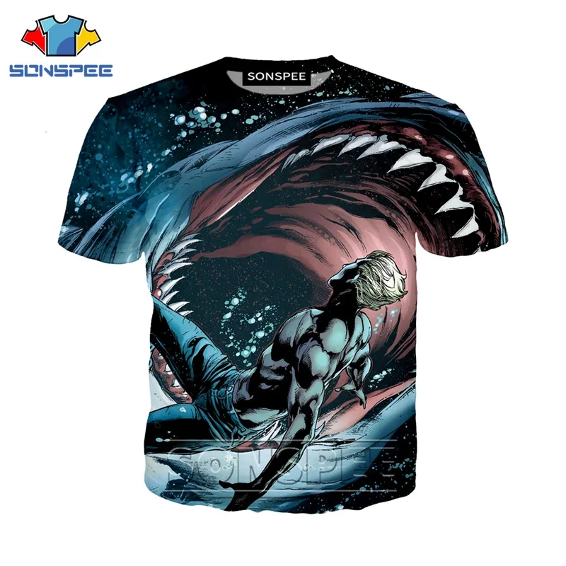 Аниме 3d печать игра футболка Aquaman фильмы верхняя одежда логотип для мужчин и женщин модная футболка Harajuku Детские рубашки homme футболка A201 - Цвет: 09