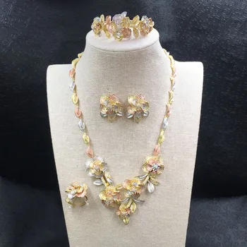 

Lanyika Jewelry Elegant Marigold Necklace with Earrings and Bangle and Ring Banquet Popular Best Gift