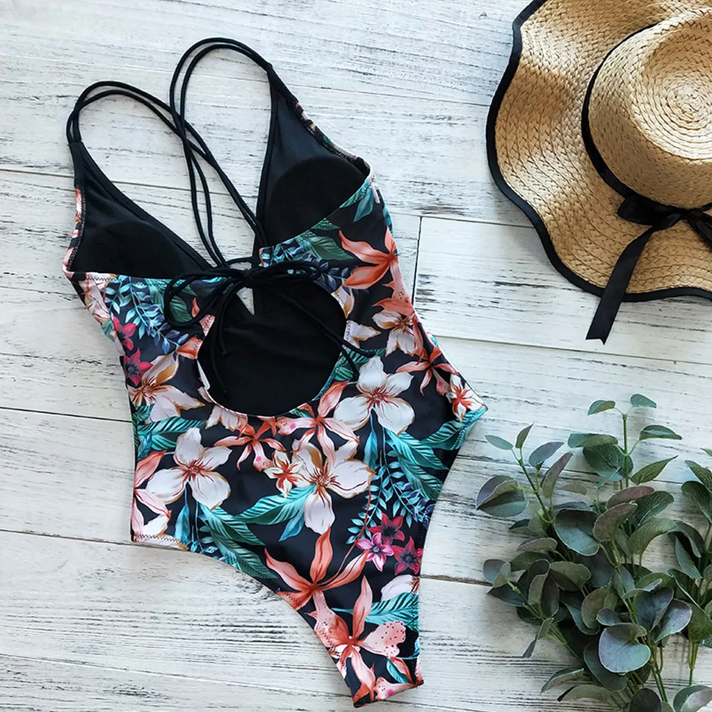 Сексуальный цельный купальник 2020 открытый Женский монокини с принтом боди