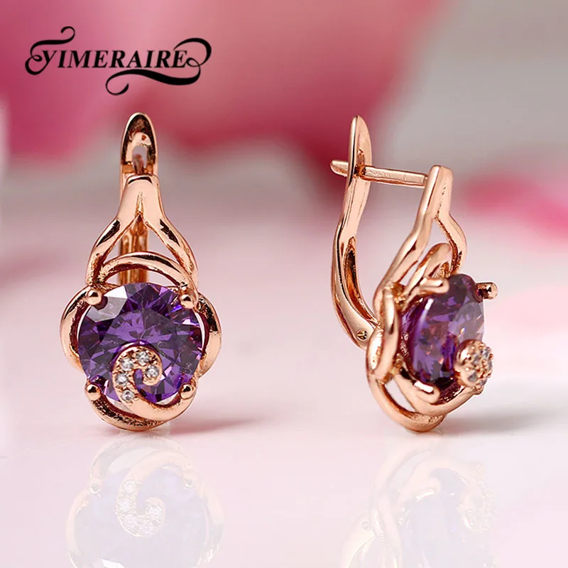 Романтические 585 серьги из розового золота для женщин модные синие зеленые