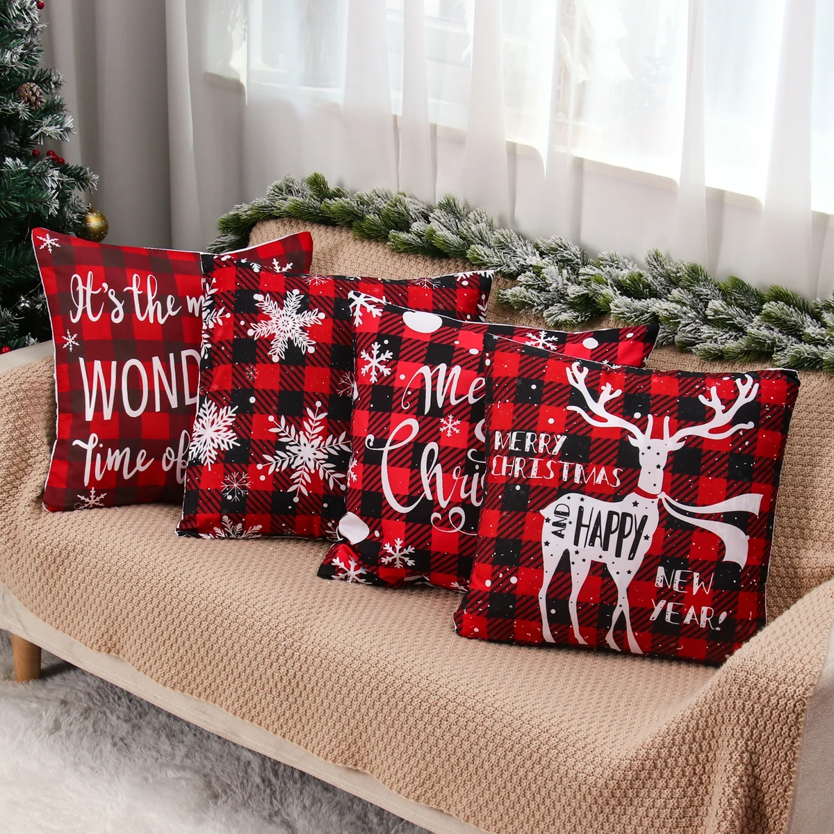 Christmas Cushion Cover Merry Christmas Decor For Home Santa Claus Christmas Ornament Xmas Gift Navidad 2023 Happy New Year 2024