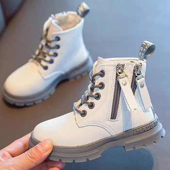 

Fashion British style Motorcycle Boots for Boys Girls Autumn Winter Side Zipper Children's boots Outdoor Children Shoes kl814