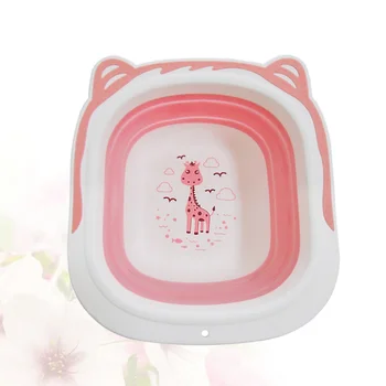 

Multifunctional Child Plastic Wash Basin Thickened Portable High Capacity Cartoon Kids Washing Basin (Pink)
