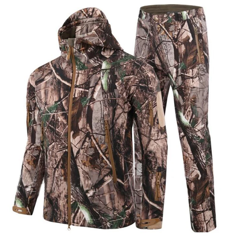 Training Camouflage Hiking Jackets Set Outdoor Waterproof Thermal Fleece Camping Windbreaker Softshell Tactical Hunting Jacket hiking jackets waterproof hiking jackets softshell jackets polar fleece jacket