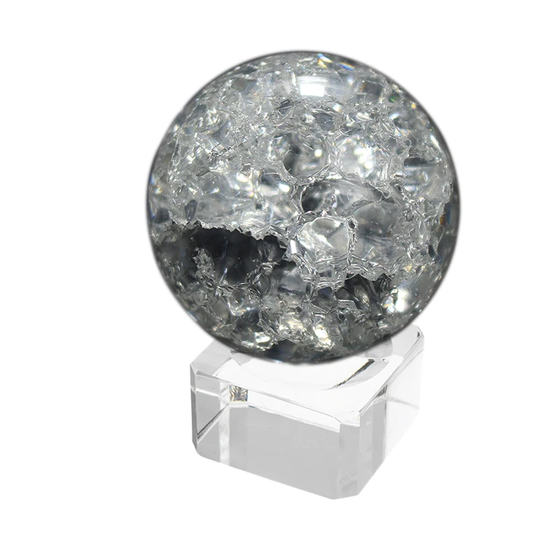 60/80 мм треснувший стеклянный декоративный шар с основанием ремесла украшение для
