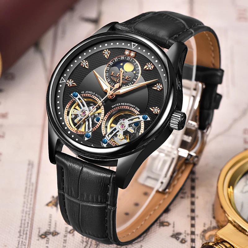 LIGE новые автоматические механические часы мужские Tourbillon спортивные часы модные деловые мужские часы reloj automatico de hombre