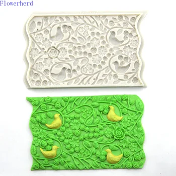 

Rose Flower Leaves Bird Branches Silicone Mold Cake Decoration Surrounding Mold Chocolate Mold Diy Baking Tools Fondant Mold