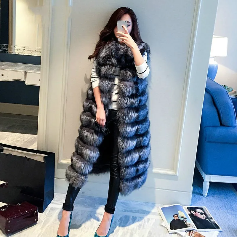 Осень-зима 2020 Высококачественный меховой жилет из искусственного лисьего меха