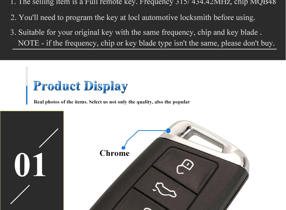 Keyforkess Smart Remote Key 3 pulsanti 315Mhz / 434MHz FOB per Volkswagen VW Magotan B8 Superb A7 Passat Variant 2015-2019 Sostituzione 10 Keyforkess Smart Remote Key 3 pulsanti 315Mhz / 434MHz FOB per Volkswagen VW Magotan B8 Superb A7 Passat Variant 2015-2019 Sostituzione - He815f7c2f1cf404b8bb9af5dfec9f88ac