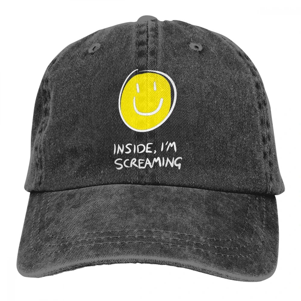 Inside I'm кричащий Casquette черный унисекс Мужские Женские джинсовые бейсболка с ремешком кепки Регулируемый Гольф папа шляпа