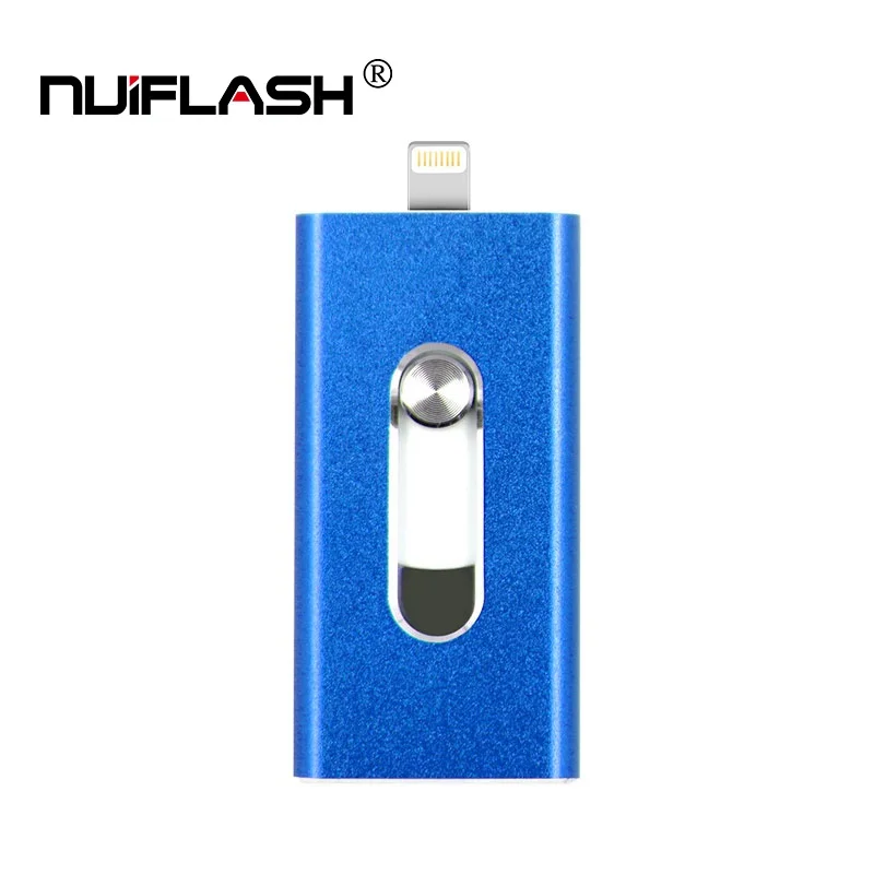 Для iPhone X/8/7/7 Plus/6 Plus/6s/5 ipad USB флэш-накопитель металлический флэш-накопитель 8 Гб оперативной памяти, 16 Гб встроенной памяти, 32 ГБ, 64 ГБ, 128 Гб карта памяти micro usb ключ u диск - Цвет: blue