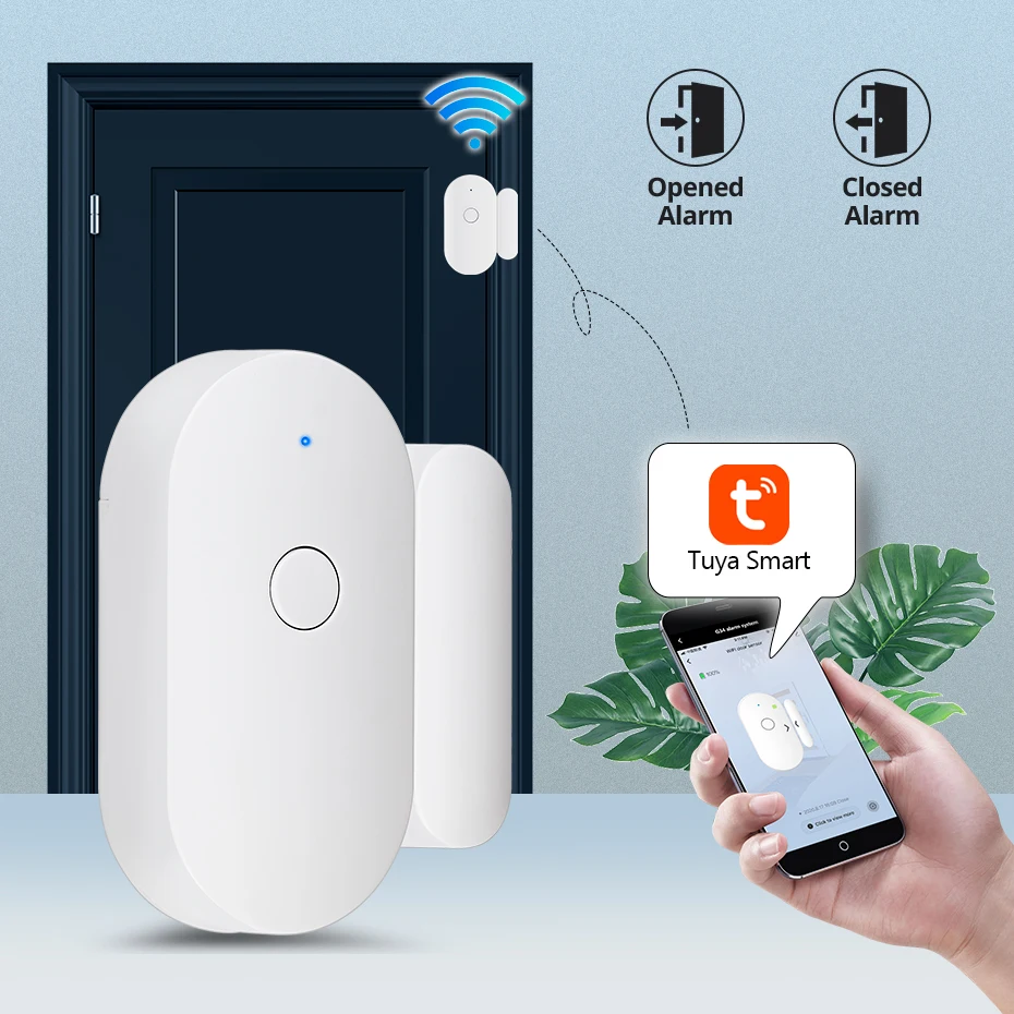 

WIFI Door Sensor Open / Closed Tuya Smart App Notification Alert Home Security Door or Window Alarm Detectors
