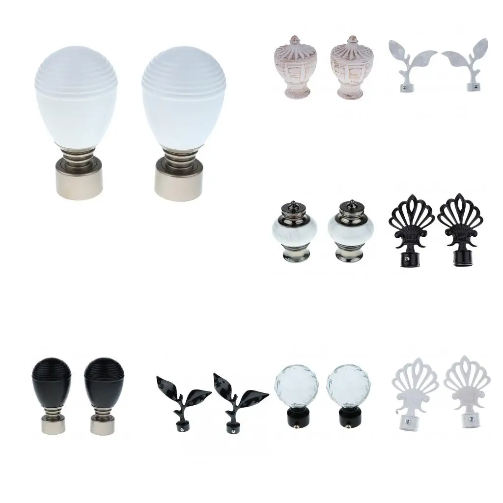 Pair Decorative Window Curtain Rod End Drapery Rail Pole Head Cap fit 28mm Dia. Rods