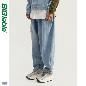 

BIG LABLE Men 2019 AW Designed Fashion Mens Baggy Jeans In Blue Men Loose Fit Straight Baggy Jeans Streetwear Baggy Jeans 93386W