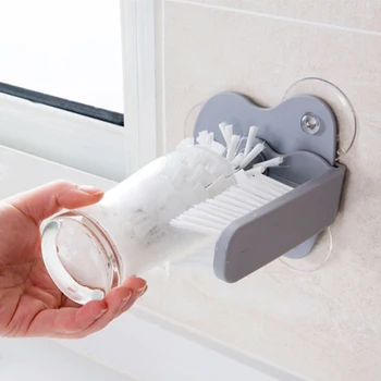 

Cleaning Brushes Suction Wall Wash Cups Detachable Brush Long Handle Mug Plastic Tea Cup Clean Glass Rotating Household Artifact
