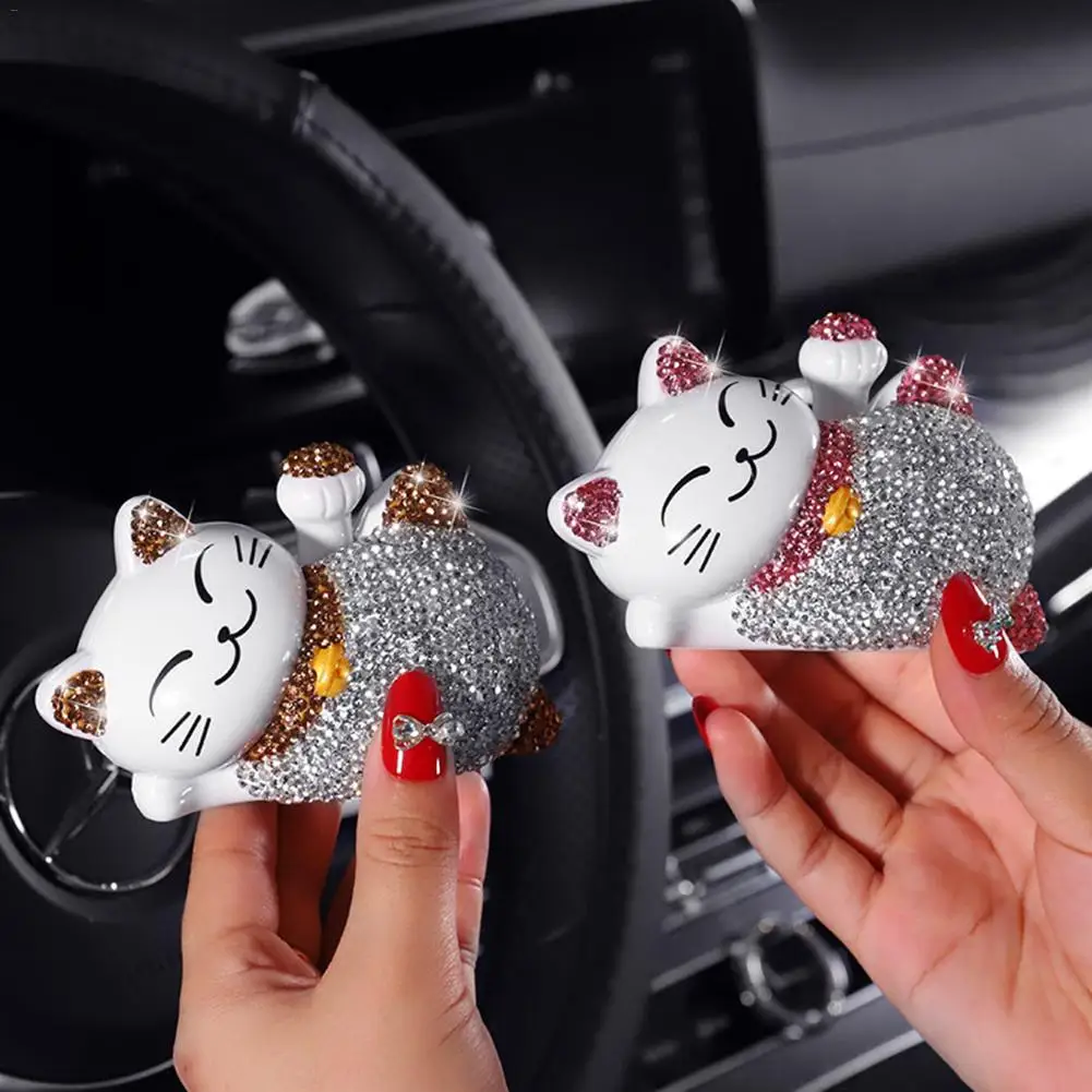 Солнечный счастливый кот украшения Стразы манящие кошки Автомобильные украшения с бриллиантом украшение автомобиля