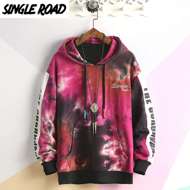 pink tie dye hoodie mens