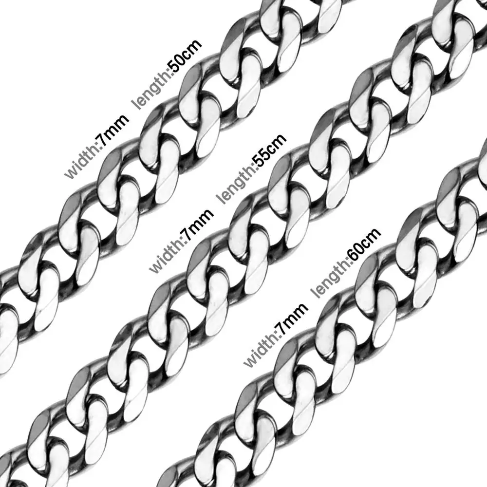 Кубинское колье LUXU STEEL без выцветания ширина 7 мм из нержавеющей стали цвет